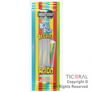 REGALIZ ACIDO BULLDOG TUTTI FRUTTI X 18 GR X 12 UNIDADES